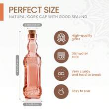 Small Mini Reddish Vintage Glass Bottles With Corks Mini Vases Decorative Potion Assorted Design Set Of 12 Pcs 4.6 Inch Tall 11.43cm 1.4 Inch Wide (3.56cm) - Red - View 2