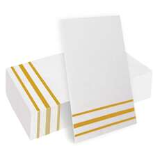 Napkins Disposable Paper Napkins 50 Pack Paper Hand Towels Absorbent Dinner Napkins White And Gold Napkin Guest Towels Tissue Party Napkin For Bathroom Dinner Wedding Kitchen Party Event Decorative,50PCS,Goldline - 金線 - 查看 1