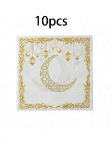 10/20/30/50/60/80/100 piezas Servilletas de papel desechables con tema de la luna y Ramadán - Doble capa - Ideal para fiestas de Ramadán y decoración de mesa festiva, también adecuado para la cocina, el comedor y la decoración del Festival de Mediados de Otoño - Multicolor - Ver 14