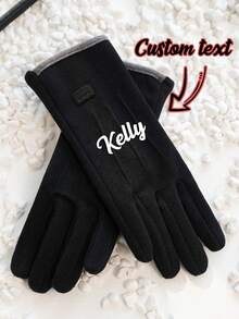 Customized Winter Warm Gloves, Suitable For Winter, Women/Men, Windproof And Warm, Fit For Cycling, Driving, Party, Work, School, Home, Running, Hiking, Outdoor Sports, Christmas Gift, Comfortable Fabric, Non-Slip, Touchscreen, Lightweight, One Size, Personalized, Anniversary Gift, Wedding Gift, Bride Gift, Bridesmaid Gift, Wife Gift, Women Gift, Girlfriend Gift, Exclusive Customization - Multicolor - View 2