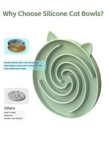 Silicone Slow Feeder Cat Bowl, Puzzle Feeder Cat, Interactive Toys, Slow Feeding Cat Bowl Suitable For All Dry And Wet Foods, Easy To Clean Silicone Bowls