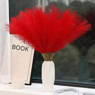 20支/10支人造蒲苇草，高54厘米。蓬松丝质人造蒲苇草花。它们是波西米亚风格的装饰品。适用于家居、客厅、厨房、婚礼、花瓶、卧室、房间、花园、圣诞节装饰。人造蒲苇草，人造植物，波西米亚风格装饰