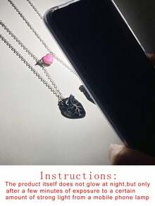 ATLVXJL 2pcs/Set Juego de Collares Luminosos en Forma de Corazón para Parejas y Amigos que Brilla en la Oscuridad, Collares de Joyería Casual Adecuados para Uso Diario y Regalo del Día de San Valentín - Multicolor - View 9