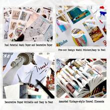 50 Sheets Travel Scrapbook Sticker Book For ScrapbooFKing, 300+ Washi Stickers With 20 A5 Scrap Book Papers For Journaling, Junk Journal Supplies, Collage, Bujo, Art Crafts,50TravelStickerPaperBook - 50張旅遊貼紙紙冊 - 查看 3