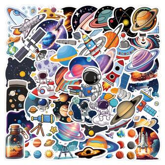 61 ชิ้น สติกเกอร์สำรวจจักรวาล สติกเกอร์ไวนิลสวยงาม สติกเกอร์คุณภาพสูง สติ๊กเกอร์ติดรถ สมุดภาพ, วารสาร, แล็ปท็อป, กันชน, สเก็ตบอร์ด, ขวดน้ำ, คอมพิวเตอร์, สติกเกอร์โทรศัพท์ สามารถนำความสนุกสนานมากมายมาสู่ชีวิตของคุณ ของขวัญที่สมบูรณ์แบบสำหรับผู้ใหญ่