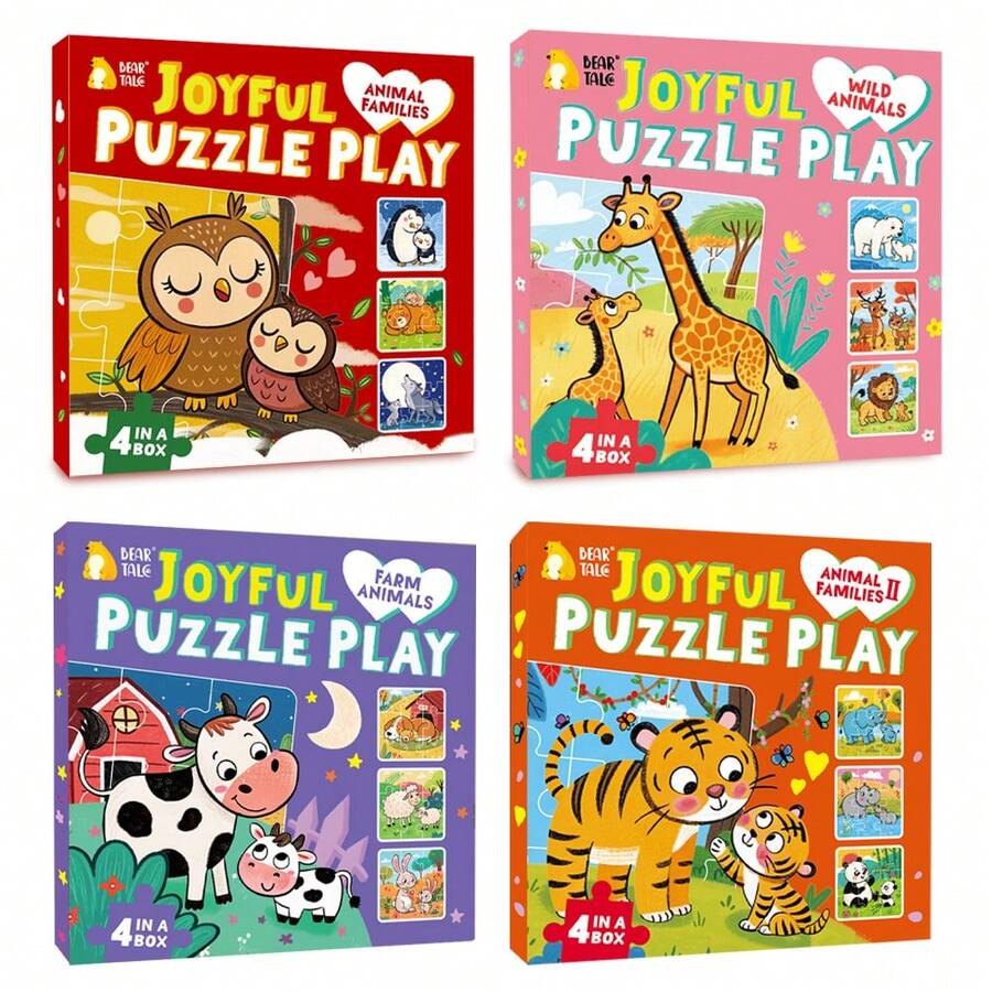 beartale 36 Stücke Montessori Kleinkind Kartenspiel Lernspiel Frühe Bildung Cartoon Tier Familie Themen Puzzle Spielzeug für Kinder Farb- und Formenerkennung Training, Puzzle Bastelset, Puzzle Spielzeug Montessori Spiele Puzzles für Kinder Frühe Bildung, Schüler, Schreibwaren, Schulmaterial, Lehrmaterial, Lernspiele, Geschenke für Kinder zu Weihnachten, Partyspielen, Konzentrationsspiele für Kinder, Kinderspiele, Weihnachtsdekoration
