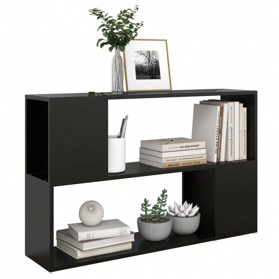 Libreria vidaXL nera, 100x24x63 cm, in legno. - Castano - Visualizzare 1