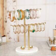 2-Tier Jewelry Organizer Rack, Holds Rings, Necklaces, Bracelets, Headbands, Watches, Glasses, Displays Accessories. Multi-Functional Storage Rack For Headbands, Jewelry, Rings, Necklaces, Watches, Bracelets, Ideal For Bedroom, Dorm, Women's Accessories - Multicolor - View 4