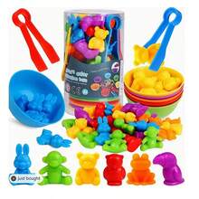 蒙特梭利早教STEM玩具套装，包含计数玩具、配对游戏和分类碗，适合学龄前儿童学习，可用于分类/圣诞礼物（包装样式随机）。蒙特梭利玩具，益智玩具，圣诞节，蒙特梭利玩具，蒙特梭利，益智玩具 - 彩色 - 查看 6