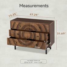 COZAYH Farmhouse 4-Door Storage Cabinet,6-Drawer Dresser, Accent Sideboard Buffet Cabinet With Circle Pattern And Radioactive Wood Lines - Tủ 6 ngăn kéo - Xem 5