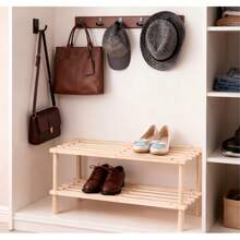 Zapatero de madera maciza multicapa, sencillo, para puerta de casa, económico, de capacidad estrecha, para dormitorio - Beis - Ver 3