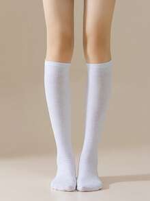 1 Pair Children's Solid Color Knee-High Socks, Girls' Dance Performance Leg Warmers, Boys' Casual Versatile Sports Socks, Suitable For 9-16 Years Old Boys And Girls - Multicolor - View 6