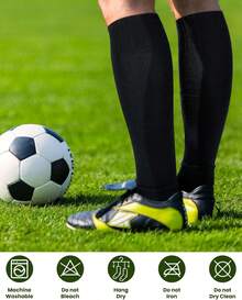 Eurzom 4 Pares De Calcetines De Fútbol con Agarre Y Espinilleras para Hombre, Antideslizantes, Blancos Y Negros, con Mangas De Compresión para Fútbol, Baloncesto Y Fútbol. - 1 - Ver 7
