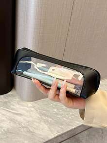 1 pieza Bolsa transparente para brochas de maquillaje, bolsa de almacenamiento de cosméticos portátil, adecuada para viajes diarios, bolsa de almacenamiento con cremallera, bolsa organizadora, artículos de papelería multifuncionales, bolsa de almacenamiento con cremallera, bolsa organizadora, bolsa de almacenamiento de cosméticos portátil, accesorio de uso diario versátil para mujeres, bolsas de maquillaje, artículos esenciales de viaje, regalos, relleno de calcetines, decoración de habitación - Multicolor - Ver 3