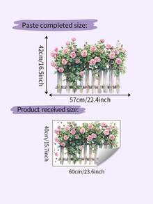 1pc Rose Vine Trellis Floral Wall Sticker, Romantic Garden Theme Red & Pink Rose Wall Decal, Butterfly Floral Pattern Self-Adhesive Wall Sticker, Suitable For Bedroom, Living Room, Hallway, Cabinet, Home Office, Classroom, Nursery, Greenhouse Decor - Multicolor - View 11