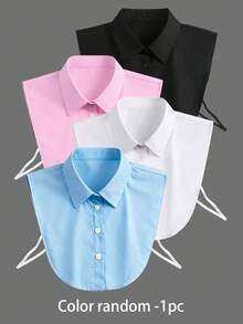 1pc Women's White Pointed Collar Detachable Shirt Fake Collar, Sweater Undershirt, Sleeveless Shirt, Versatile Vest Blouse, All Season Business Casual Sleeveless Fake Collar, Semi-Shirt Artificial Collar, Decorative Stand Collar, Suitable For Office Attire, Holiday Gift (Button Color Random) - Multicolor - View 15