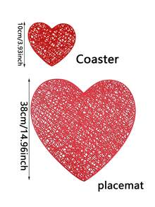 4/2件套心形餐垫，耐热杯垫，防滑桌垫，适用于婚礼、节日、情人节装饰、周年纪念日、厨房、酒店和浪漫家居装饰 - 彩色 - 查看 3