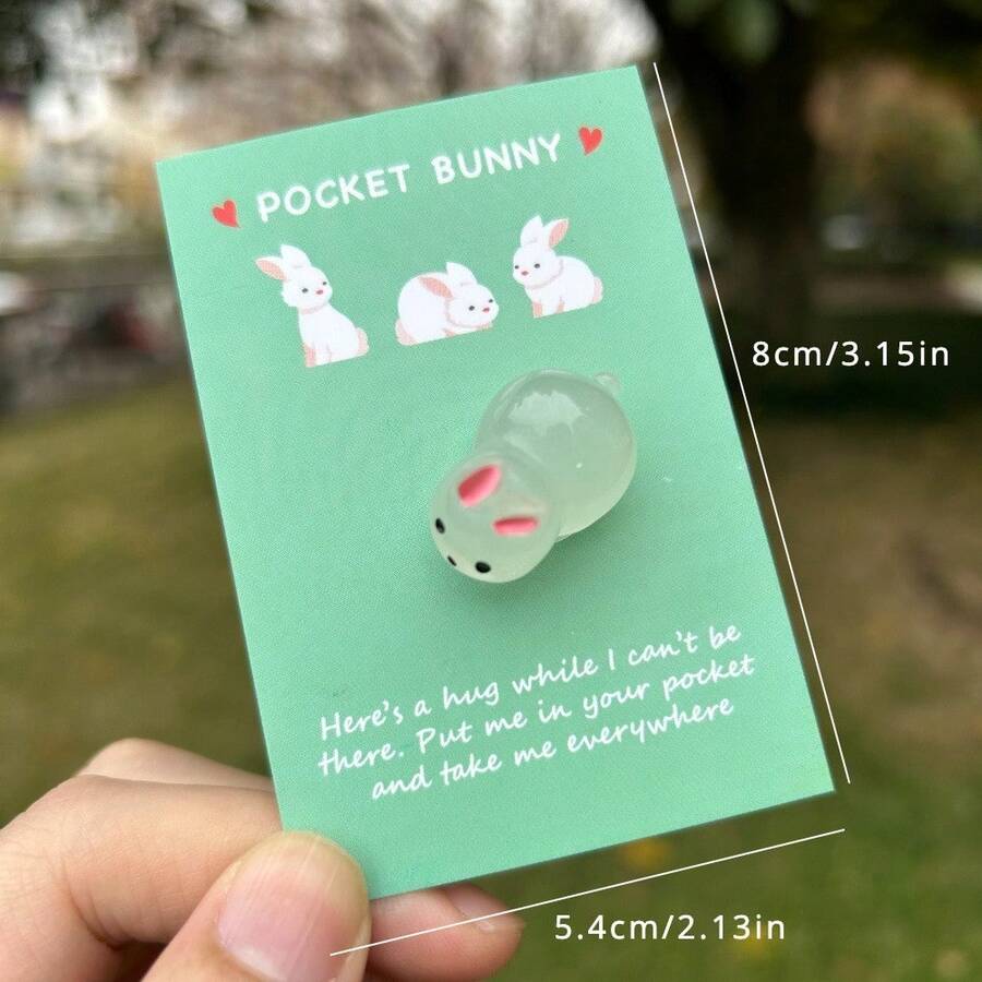 1 buc, Iepuraș de buzunar care strălucește în întuneric, cadou special de ziua de naștere, nuntă, petrecere de Ziua Îndrăgostiților, ornament drăguț cu animale din rășină, decor pentru casă, lucruri ciudate, cadou pentru întoarcerea la școală