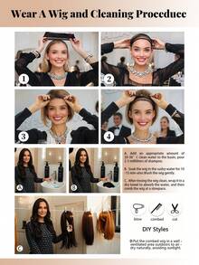 Peluca corta ondulada con flequillo, adecuada para cabello rizado de 12 pulgadas, peluca sintética resistente al calor natural para uso diario y de fiesta de mujeres - Marrón - Ver 11