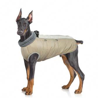 1 st varm hundjacka med bröstrem, vattentät reflekterande hundtäcke, lämplig för små, medelstora och stora hundar, fleece vinterjacka med hög krage och dragkedja, varma vinterkläder för husdjur