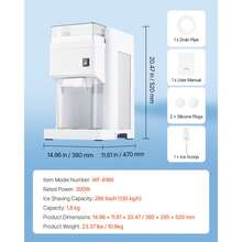 Commercial Ice Shaver Machine, 1.91QT /1.8L Large Electric Ice Cube Crusher Shaved Maker With 300W Premium Motor, Stainless Steel Blades, For Bar Mixing Seafood Preservation Home Party, White - White - View 7