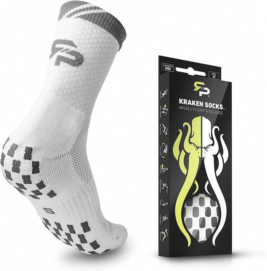 Calcetines Oficiales APP Tour Antideslizantes 1 Par Tenis Pickleball Fútbol - Negro - - Ver 1