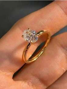 1pc Sparkle Oval-Shaped Engagement Cubic Zirconia Ring Wedding Band For Women Promise Ring Eternity Ring Fine Jewelry Gift For Valentine's Day ,Mothers Day And Dairly Wear - Thời trang - Xem 7