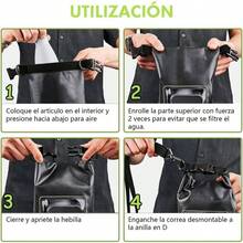 Bolsa Seca Impermeable para Senderismo, 5L Mochila a Prueba de Agua con Bolsa para Telfono, Correa de Hombro Ajustable, para Kayak, Rafting, Natacin, Mochila Impermeable, Senderismo Negro - Negro - Ver 7