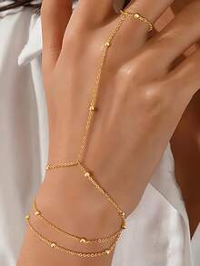 4 Pcs Dainty 18K Gold Plated AAA+ Cubic Zirconia Bracelets Set For Women Birthday Gift Daily Party Wear - Gold - View 3