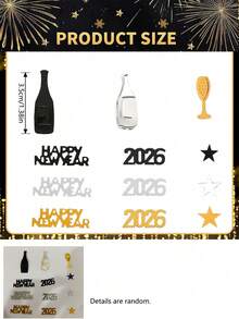 2026 New Years Confetti,Shinny Metallic 2026 Happy New Year Stars Bottles Mixed Confetti,New Years Eve Decorations,Throwing Props, Happy New Year Confetti, Party Decoration, Table Decoration,For Tables 2026 New Year Decorations New Years Eve Party Supplies,Silver Black Gold