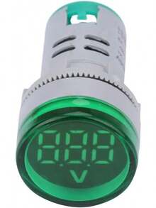 YWBL-WH LED Digital Voltímetro Luz de señal Pantalla Digital Indicador del medidor de Voltaje de DC Lámpara Redonda Probador Azul Rojo Verde Amarillo(Amarillo) - Verde - Ver 3