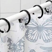 Black Shower Curtain Hooks Rings, 12 Pcs Circular Plastic Shower Curtain Rings For Bathroom, Plastic Shower Curtain Hooks For Shower Curtain Rod, Black Shower Hooks Rings For Shower Curtain,Black - 黑色的 - 查看 3