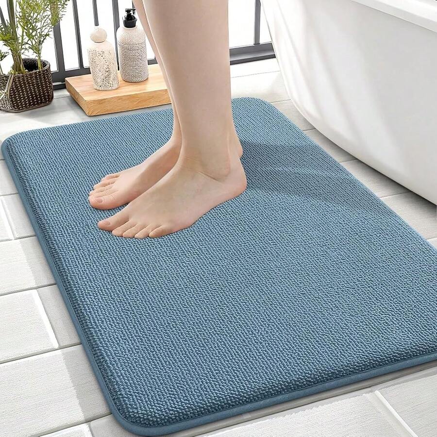 Thick Memory Foam Bath Mat Rug 24x16, Extra Soft Absorbent Bathroom Rug, Quick Dry Bath Mats, Non-Slip, Machine Washable Carpet For Bathroom, Tub And Shower, Home Decor Accessories, Airy Blue,24inchx16inch,AiryBlue - 艾莉藍 - 查看 1