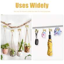 12个金色条纹蝴蝶结装饰挂钩，坚固的铁质挂钩，防水防锈，优雅的金色饰面，适用于浴室、厨房，推荐作为圣诞礼物 - 金色 - 查看 9