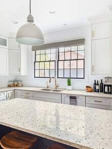 YUANYI Beige Waterstone Self-Adhesive Marble Sticker, Smooth Surface Waterstone Wallpaper Kitchen Non-Stick Cabinet Door Countertop Wallpaper Oil-Proof Sticker Renovate Countertop Stove Tabletop Marble Sticker Heat-Resistant Imitation Stone Plate Film - Multicolor - View 9