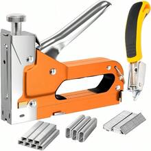 New Staple Gun For Wood 3 In 1 Upholstery Staple With 3000 Staples Manual Heavy Duty Staple Gun With For Furniture Carpet Carpentry DIY Wire Decoration Orange - Orange - View 2