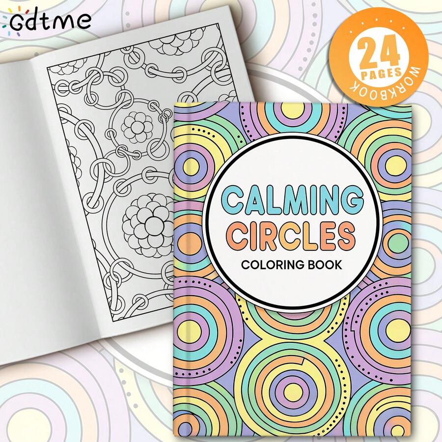 1 Libro de libro de colorear de círculos relajantes: Libro de colorear y pintura de relajación para adultos, 24 páginas individuales con dibujos hechos a mano, diseño de patrones minimalistas, colorear fácil, disfruta de la diversión y la satisfacción de colorear, regalo pensativo adecuado para amigos, familiares o seres queridos, vacaciones, cumpleaños u ocasiones especiales, vuelta al colegio, suministros de papelería
