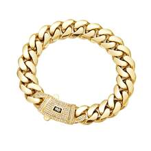 14mm Gold Cuban Link Chain And Bracelet Set 14K Gold Plated - 316L Stainless Steel Never Tarnish Waterproof With Vacuum Iced Diamond S Logo Clasp, Hip Hop Necklace & Bracelet Combo - Nhiều màu - Xem 53