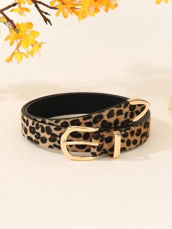 1 Set Gold 3 PiecesFashionable Buckle Waist Belt, Versatile For Dresses, Jeans, Leopard Print PU Leather Belt For Women