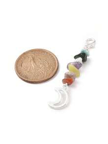 12Pcs Gemstone Chips Pendant Decoration, With Zinc Alloy Moon - Multicolor - View 3