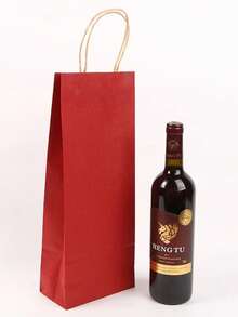 5 piezas Bolsa de papel kraft para vino, bolsa de vino portátil, bolsa de papel kraft para vino tinto, bolsa de regalo adecuada para bodas, Acción de Gracias, fiestas de cumpleaños y otras ocasiones - Multicolor - Ver 2