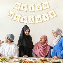 1/2 Sets Black & Gold Eid Mubarak Banner, Suitable For Holiday Party Wreaths, Eid Festival Supplies - Multicolor - View 3