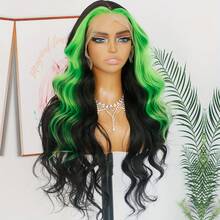200% Density 26 Inch Water Wave Lace Front Wig, 13x6 High Definition Lace Front Wig, Colorful Fluffy Wavy Wig For Women, Glueless 13*6 HD Lace Wig, Long Piano Color Synthetic Lace Front Wig, Ombre Lace Closure Wig, Fashion Women Daily Christmas Party Cosplay - Multicolor - View 13