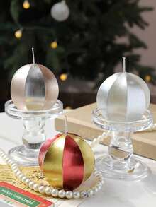 1pc New Creative Sphere Candle, Dual-Tone Candle, Round Ball Candle, For Home Decor, Tabletop Ambiance, Living Room Decor, Wedding Decoration, Souvenir, Gift, Valentine's Day Gift, Return Gift, Room Decor, Candle, Candles, Gifts, Scented Candles, Home Decoration, Christmas Decor, Christmas Gifts, Best Friend Gifts, Gift For Woman, Cute Candles - Multicolor - View 5