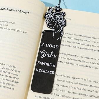 简约时尚女士黑色不锈钢书签，创意阅读标记，饰有女性侧脸、蝴蝶和花朵图案，是送给女性阅读爱好者、女朋友和闺蜜的节日礼物。