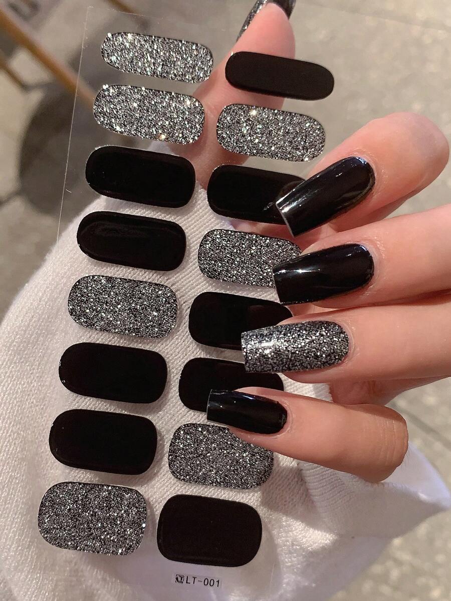 2张全包美甲贴纸 指甲油贴条 自粘凝胶指甲贴条 艺术贴纸 女士DIY手工装饰(亮色款) - 彩色 - 查看 1