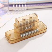 Transparent 5 Hole Punch, Suitable For Desktop Organizing, Notebook File Binding, Back-To-School Office Stationery - Multicolor - View 15