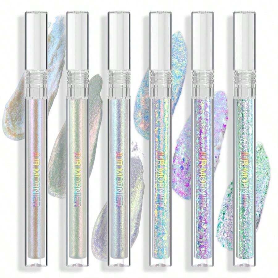 JUR MORNIER Multichrome Liquid Eyeshadow Set,3 Colors Multi-Dimensional Eye Liner Makeup,High Pigment Waterproof Metallic Eye Shadow,Ultre Fine Tip Glitter Eyeshadow (Set1+SetA1) - Color15 - 查看 1