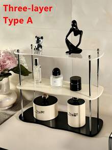 1 pieza Estante de escritorio de acrílico desmontable - Diseño de varios niveles elegante, fácil de ensamblar, organizador de cosméticos para organizar maquillaje y artículos de belleza esenciales, estante de almacenamiento de escritorio para dormitorio, hogar, escuela, oficina, etc., decoración de escritorio elegante, caja de almacenamiento de escritorio de oficina, inicio de la temporada escolar, útiles escolares, regalos para niñas, organizador de maquillaje, artículos de Ramadán, Galentines, decoración de Pascua, organizador de escritorio - Multicolor - Ver 13