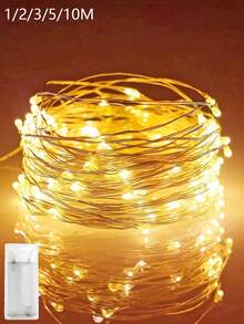 1pc 1/2/3/5/10m Battery Powered Copper Wire String Lights, Indoor/Outdoor Decorative Lights For Bedroom, Room Wall, Wedding Party, Camping Tent, Outdoor Garden - Battery Model - View 2